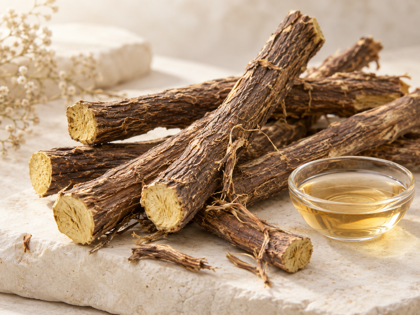 Licorice root and botanical extract illustration